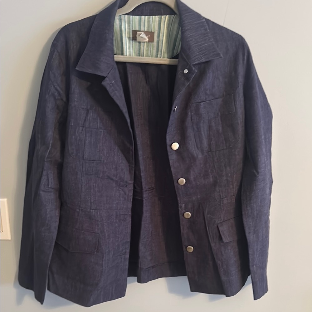 Light Denim Navy Button-Up Jacket - image 1